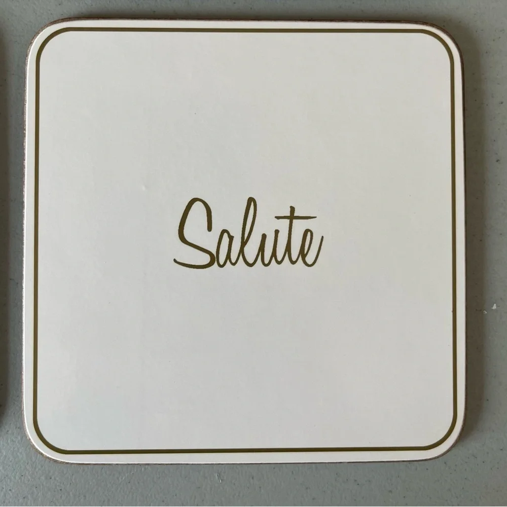 Williams - Sonoma Cheers Coaster set of 4 party holiday drinks  EUC drinks cork